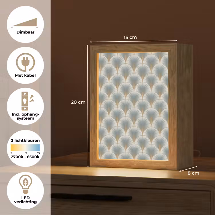 Waaier - Klassiek - Blauw Light Box met kabel (Tafellamp) klein 925 -USP_NL