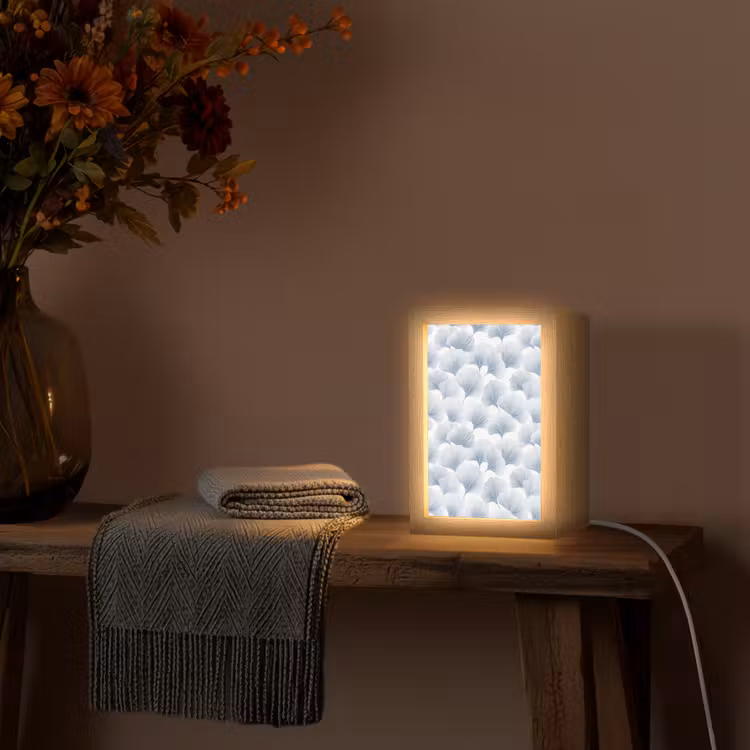Waaier - Modern - Blauw Light Box met kabel (Tafellamp) klein 925 -sfeer4