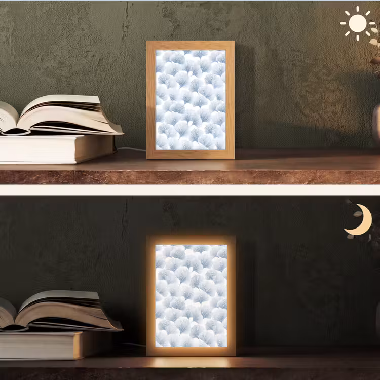 Waaier - Modern - Blauw Light Box met kabel (Tafellamp) klein 925 -sfeer3
