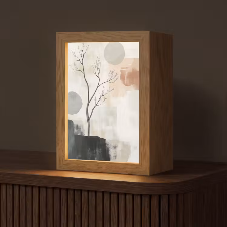 Wabi sabi - Beige - Plant Light Box met kabel (Tafellamp) klein -z3d_website