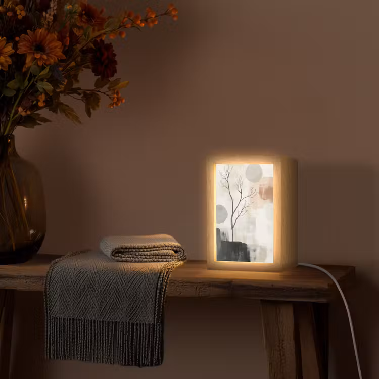 Wabi sabi - Beige - Plant Light Box met kabel (Tafellamp) klein -sfeer4