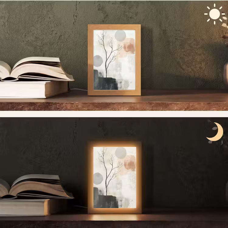 Wabi sabi - Beige - Plant Light Box met kabel (Tafellamp) klein -sfeer3