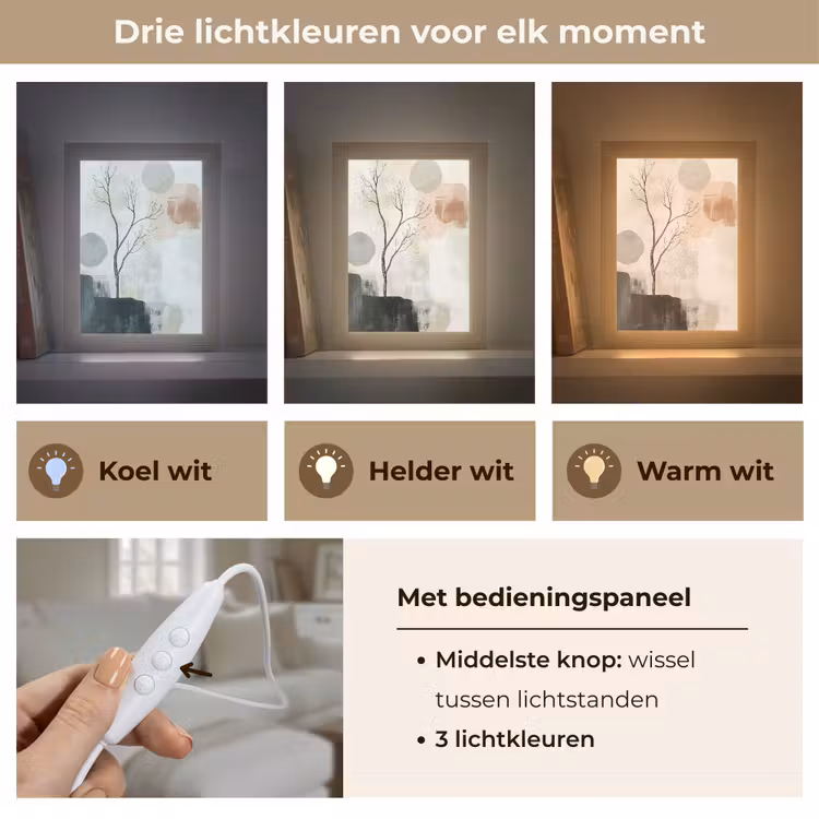 Wabi sabi - Beige - Plant Light Box met kabel (Tafellamp) klein -USP_lichtkleurNL