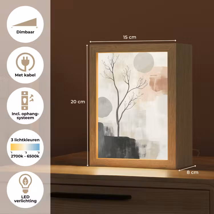 Wabi sabi - Beige - Plant Light Box met kabel (Tafellamp) klein -USP_NL