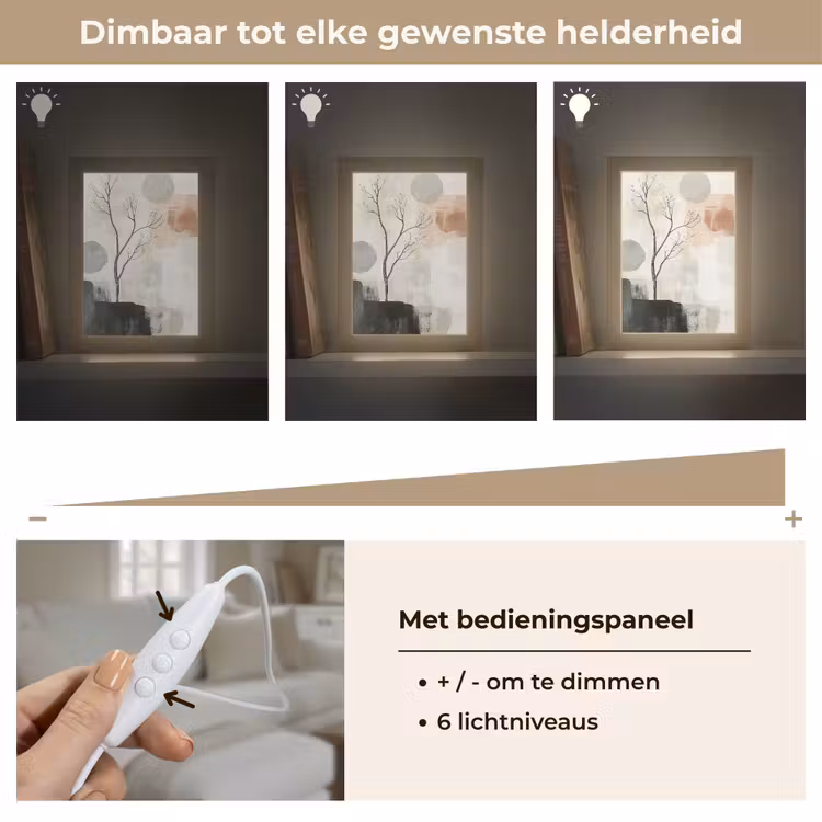 Wabi sabi - Beige - Plant Light Box met kabel (Tafellamp) klein -USP_dimbaarNL