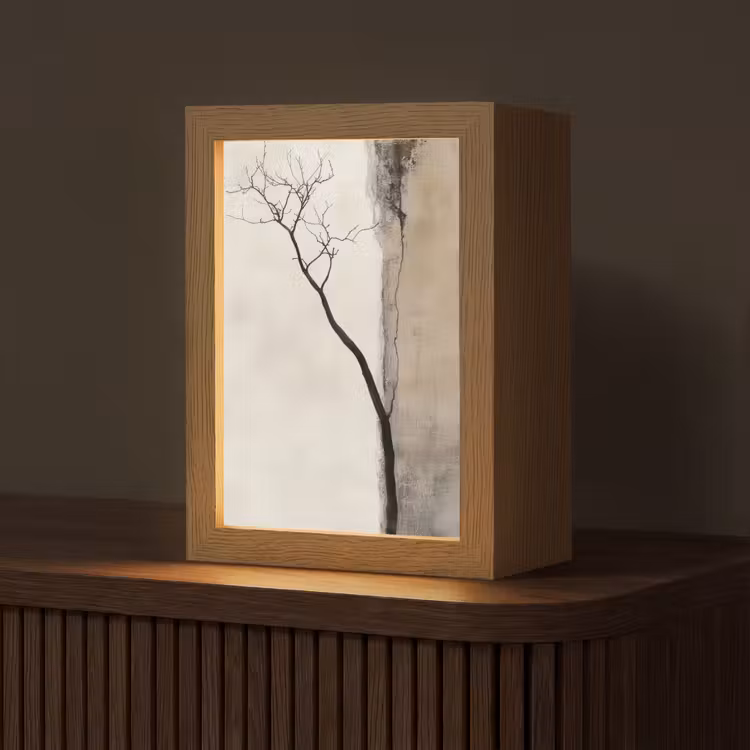 Wabi sabi - Plant - Beige Light Box met kabel (Tafellamp) klein -z3d_website