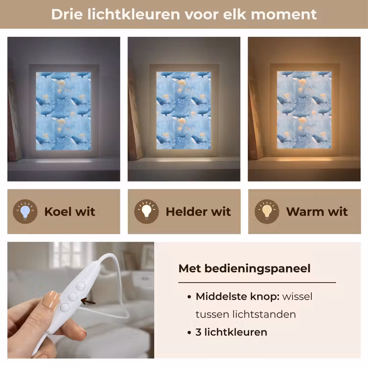 Walvissen - Oceaan - Blauw Light Box met kabel (Tafellamp) klein 925 -USP_lichtkleurNL