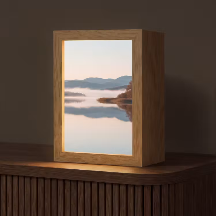 Water - Bomen - Mistlaag Light Box met kabel (Tafellamp) klein -z3d_website