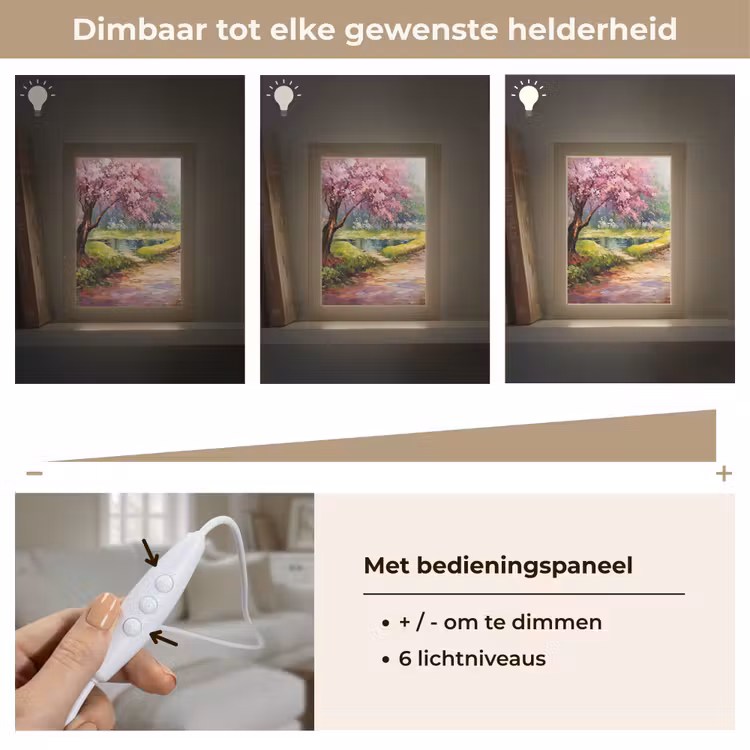 Watercolor - Natuur - Bomen - Kunst - Bloemen Light Box met kabel (Tafellamp) klein -USP_dimbaarNL
