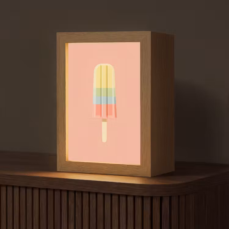 Waterijsje - Pasteltinten - Minimalistisch Light Box met kabel (Tafellamp) klein -z3d_website