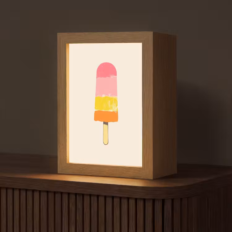 Waterijsje - Retro - Stokje - Roze Light Box met kabel (Tafellamp) klein -z3d_website