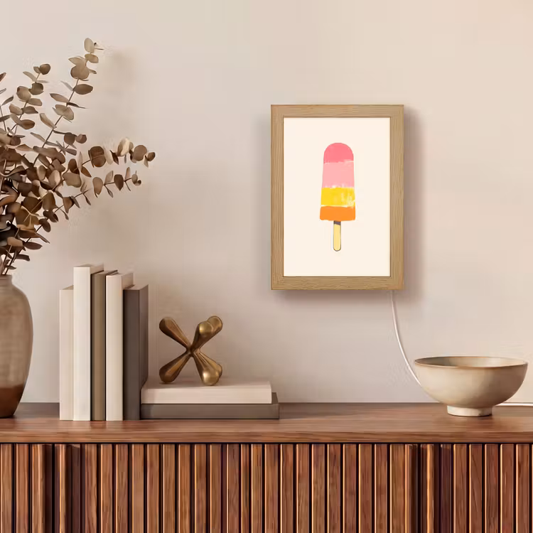 Waterijsje - Retro - Stokje - Roze Light Box met kabel (Tafellamp) klein -sfeer2