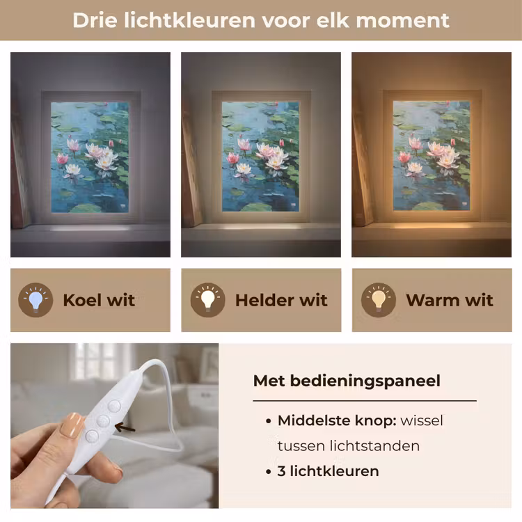 Waterlelies - Bloemen - Roze - Water Light Box met kabel (Tafellamp) klein -USP_lichtkleurNL