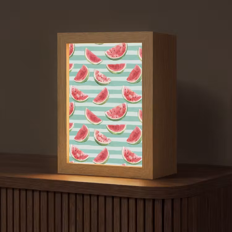 Watermeloen - Strepen - Groen Light Box met kabel (Tafellamp) klein 925 -z3d_website