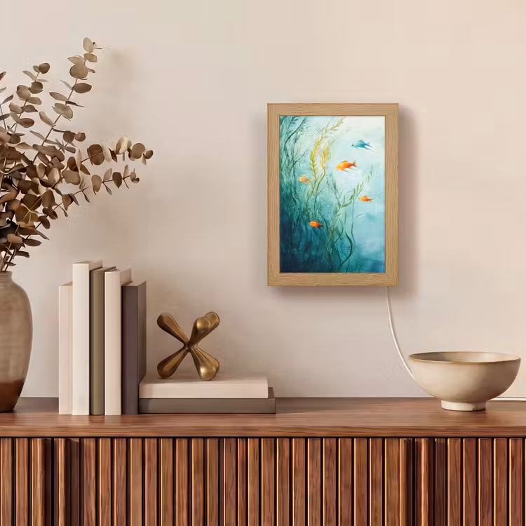 Waterplanten - Vissen - Kleurrijk - Water Light Box met kabel (Tafellamp) klein -sfeer2