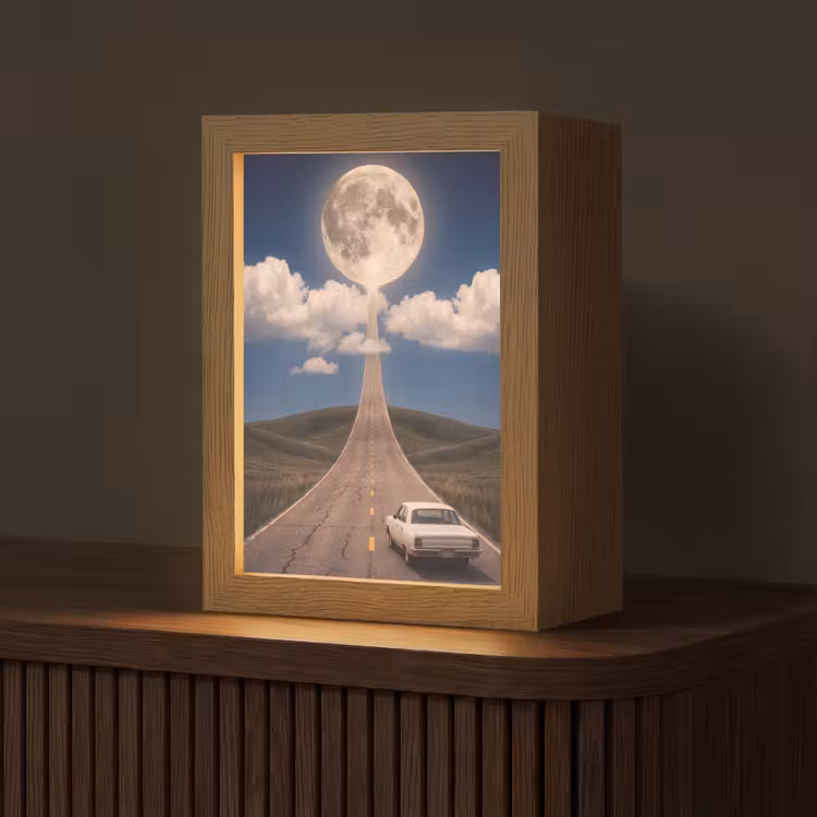 Tafellamp - Weg - Maan - Nacht - Weg - Maan - Nacht Light Box met kabel (Tafellamp) klein