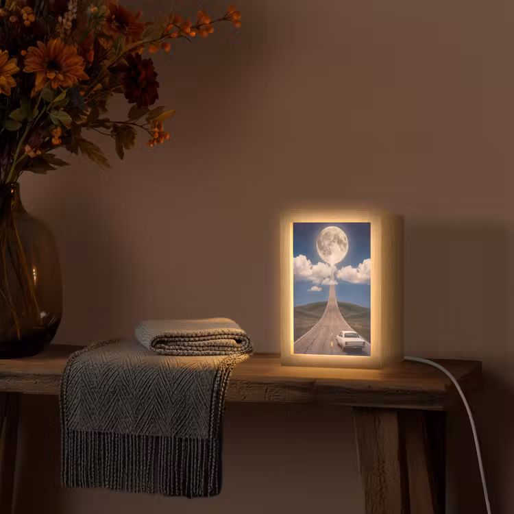 Tafellamp - Weg - Maan - Nacht - Weg - Maan - Nacht Light Box met kabel (Tafellamp) klein