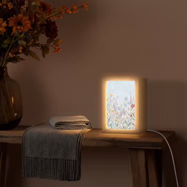 Weidebloemen - Illustratie - Kleurrijk Light Box met kabel (Tafellamp) klein -sfeer4