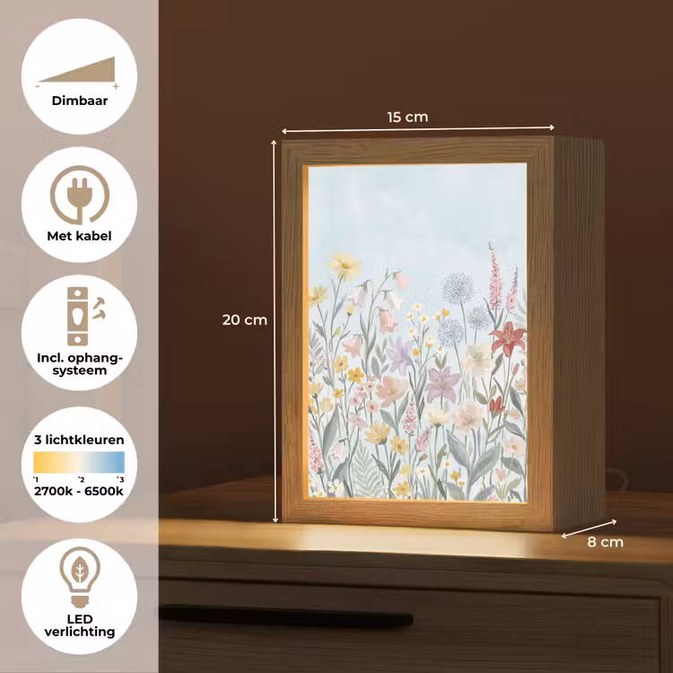 Weidebloemen - Illustratie - Kleurrijk Light Box met kabel (Tafellamp) klein -USP_NL