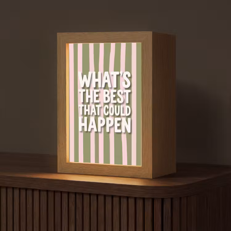 What's the best that could happen - Strepen - Groen - Roze Light Box met kabel (Tafellamp) klein -z3d_website