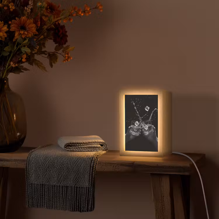 Whiskyglazen - Ijs - Spetters - Zwart Light Box met kabel (Tafellamp) klein -sfeer4