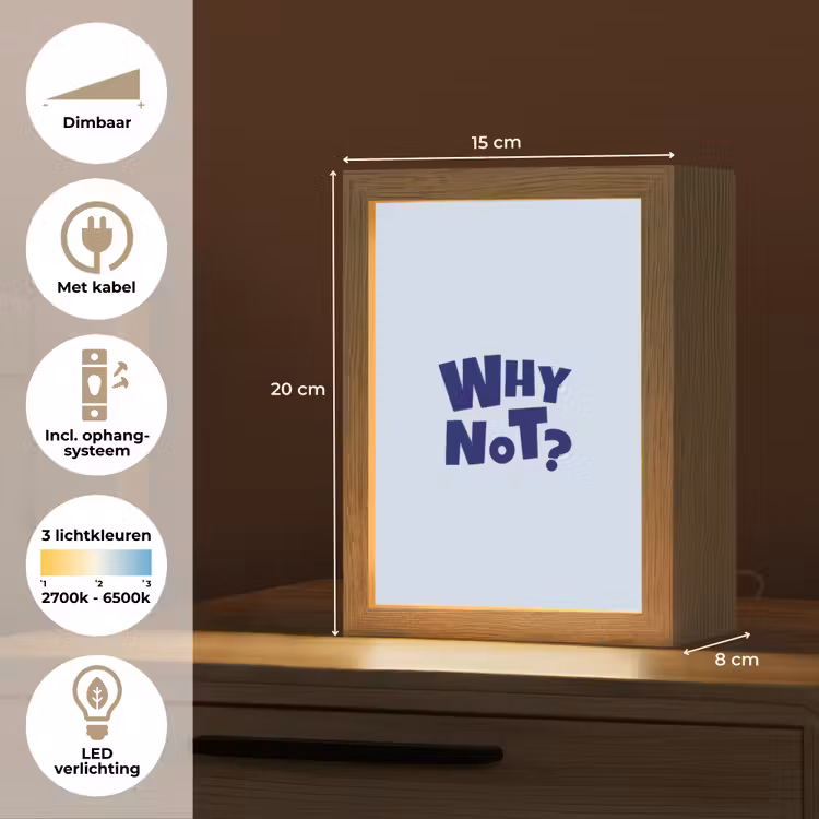 Why not - Blauw - Licht blauw - Quote Light Box met kabel (Tafellamp) klein -USP_NL