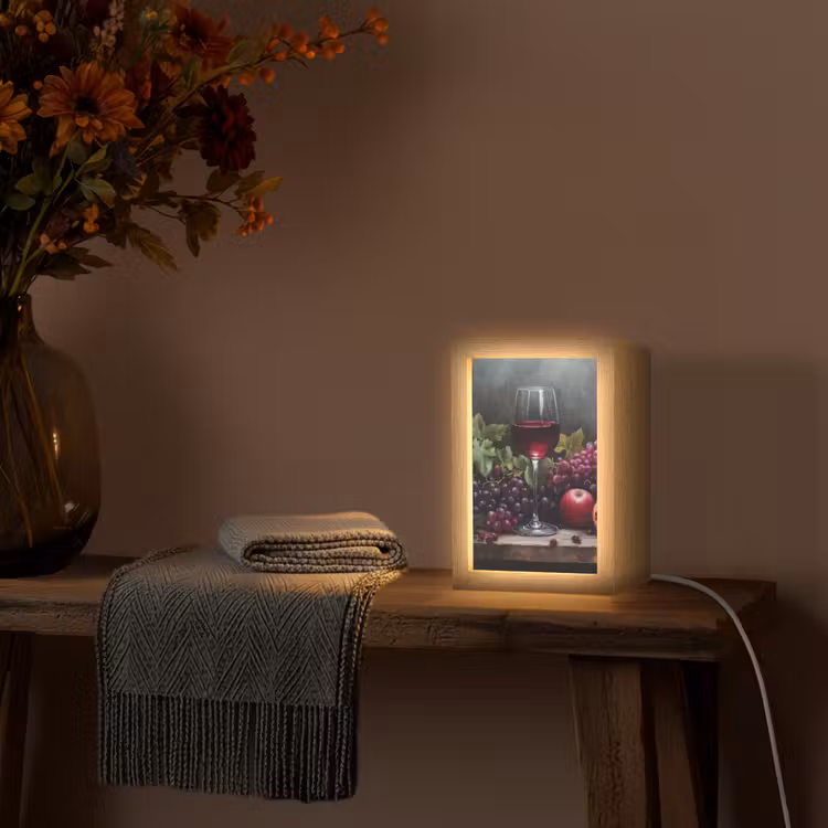 Wijn - Fruit - Stilleven Light Box met kabel (Tafellamp) klein -sfeer4