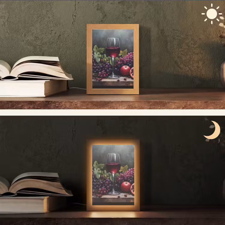 Wijn - Fruit - Stilleven Light Box met kabel (Tafellamp) klein -sfeer3