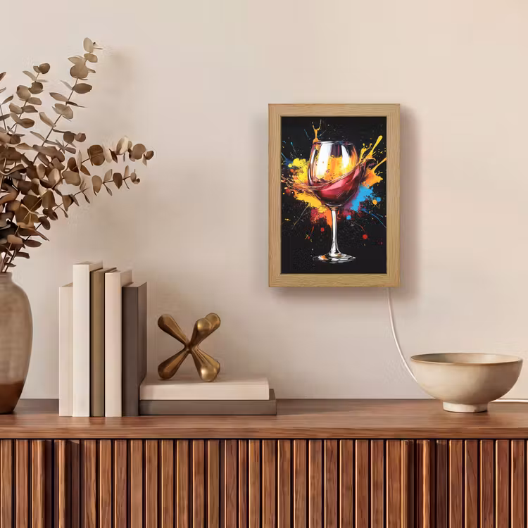 Wijn - Glas - Graffiti - Borrel - Rood - Verf Light Box met kabel (Tafellamp) klein -sfeer2