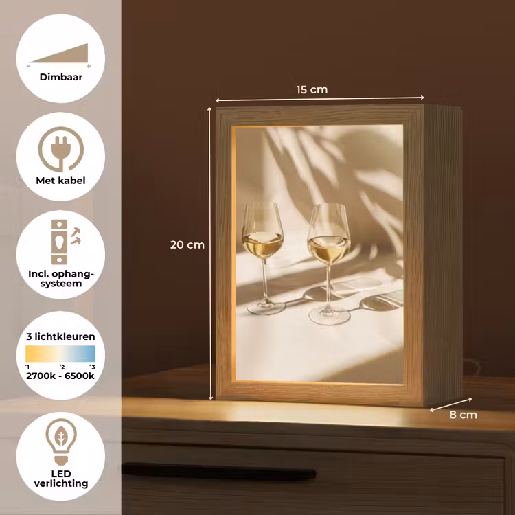 Wijn - Wijnglazen - Wit Light Box met kabel (Tafellamp) klein -USP_NL