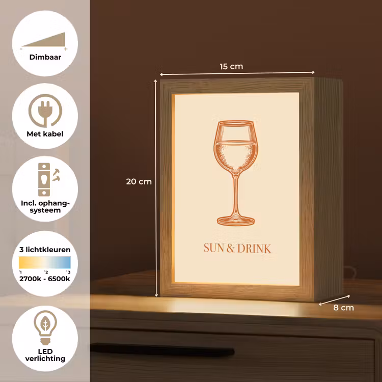 Wijn - Zomer - Quote - Oranje Light Box met kabel (Tafellamp) klein -USP_NL