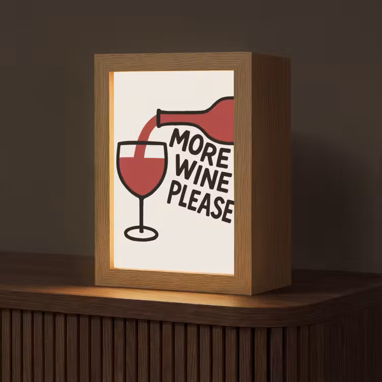 Wijnfles - Quote - Rood - Glas Light Box met kabel (Tafellamp) klein -z3d_website