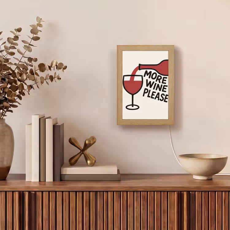 Wijnfles - Quote - Rood - Glas Light Box met kabel (Tafellamp) klein -sfeer2