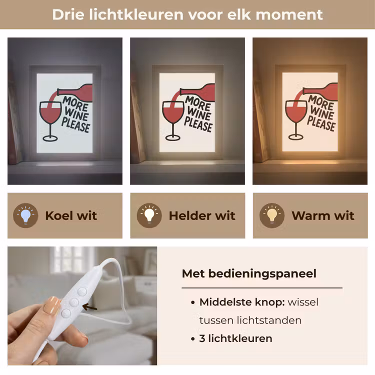 Wijnfles - Quote - Rood - Glas Light Box met kabel (Tafellamp) klein -USP_lichtkleurNL
