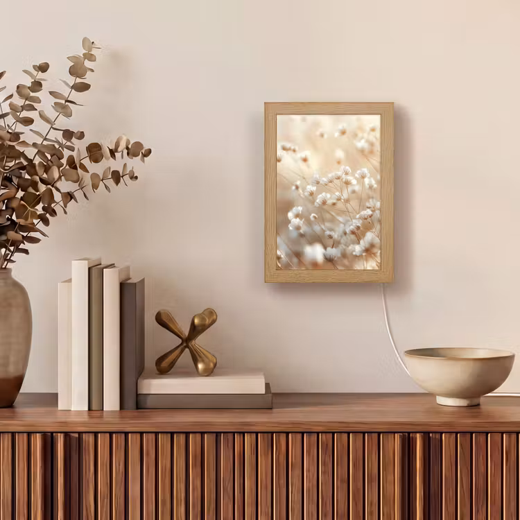Wilde - Bloemen - Wit Light Box met kabel (Tafellamp) klein -sfeer2