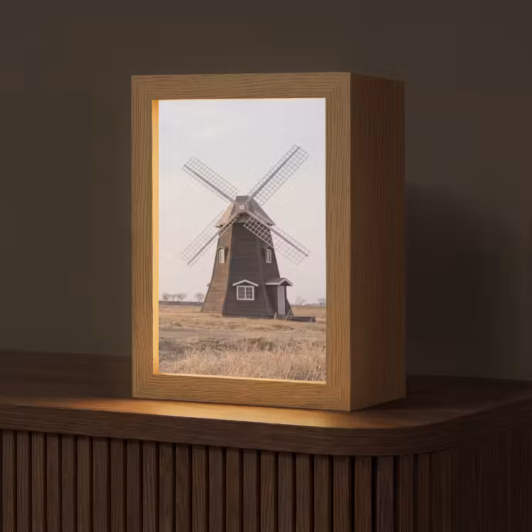 Windmolens - Landschap - Veld Light Box met kabel (Tafellamp) klein -z3d_website