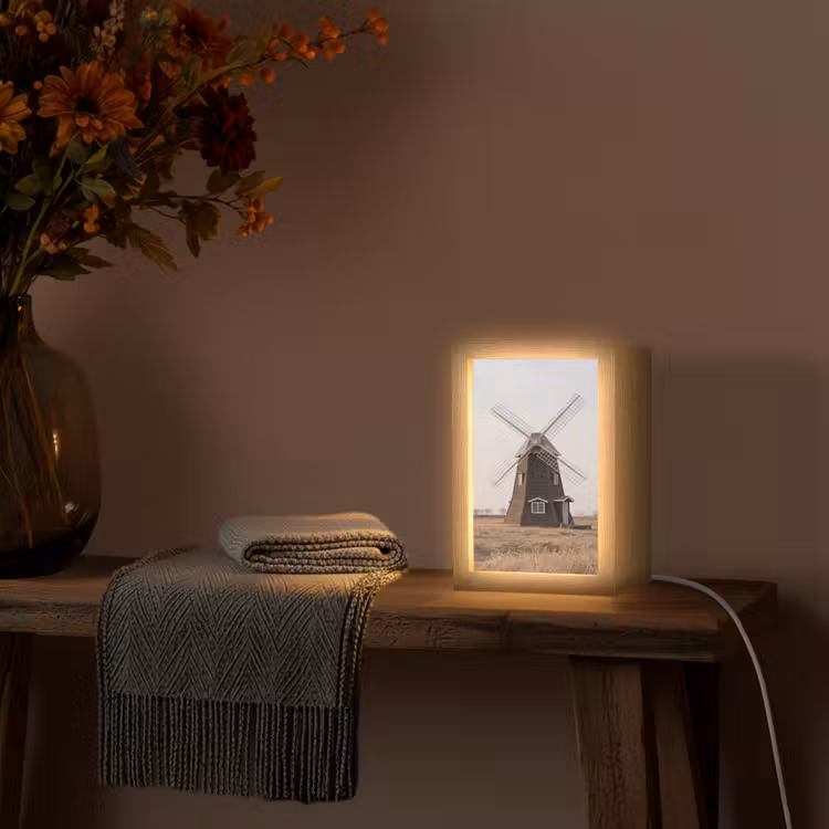 Windmolens - Landschap - Veld Light Box met kabel (Tafellamp) klein -sfeer4