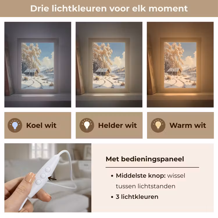 Winter - Sneeuw - Huis - Natuur Light Box met kabel (Tafellamp) klein -USP_lichtkleurNL