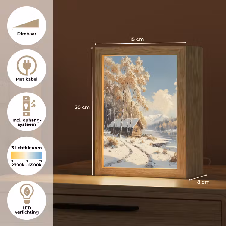 Winter - Sneeuw - Huis - Natuur Light Box met kabel (Tafellamp) klein -USP_NL