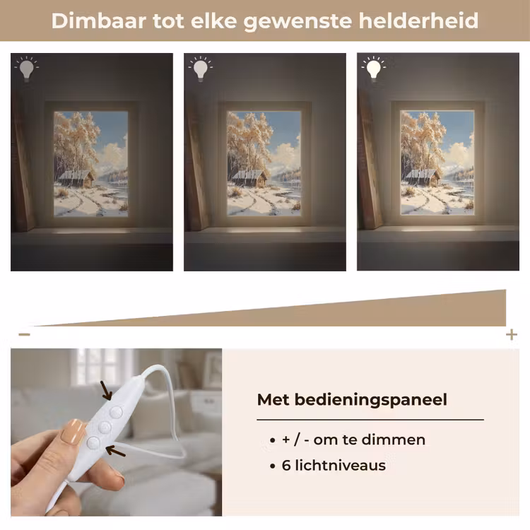 Winter - Sneeuw - Huis - Natuur Light Box met kabel (Tafellamp) klein -USP_dimbaarNL