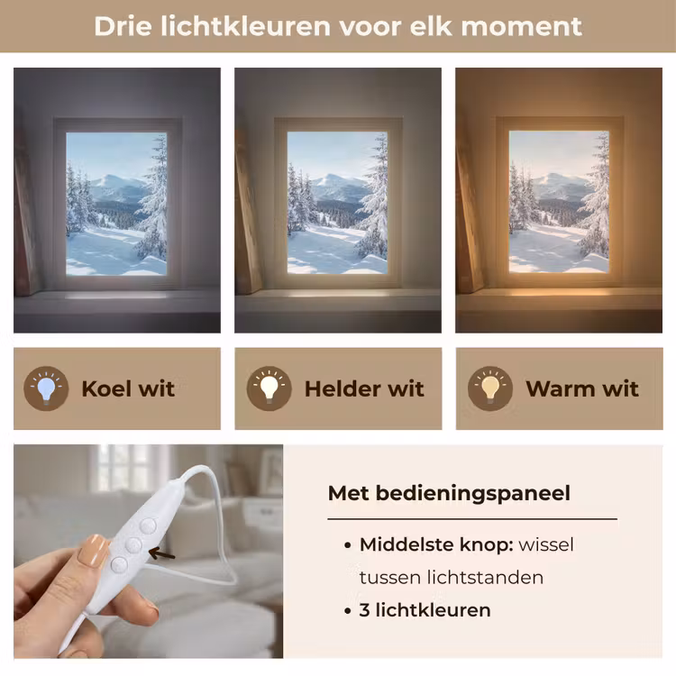 Winterlandschap - Natuur - Berg - Bomen - Sneeuw Light Box met kabel (Tafellamp) klein -USP_lichtkleurNL