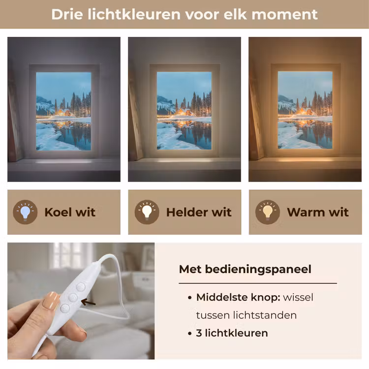 Winterlandschap - Natuur - Huis - Bergen - Sneeuw Light Box met kabel (Tafellamp) klein -USP_lichtkleurNL