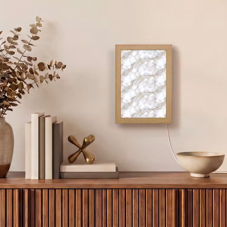 Wit - Goud - Marmer - Grijs Light Box met kabel (Tafellamp) klein 925 -sfeer2