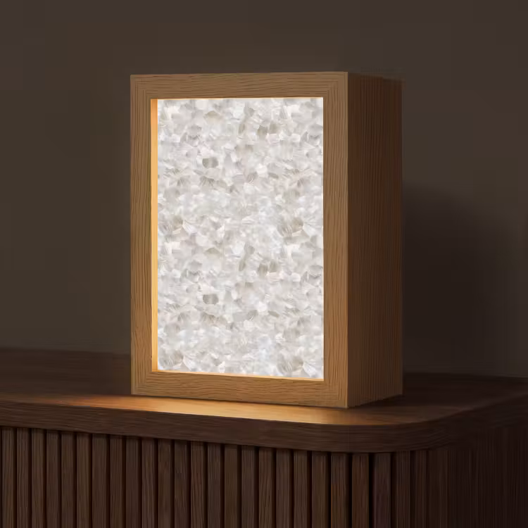 Wit - Penseelstreken - Reliëfeffect Light Box met kabel (Tafellamp) klein 925 -z3d_website