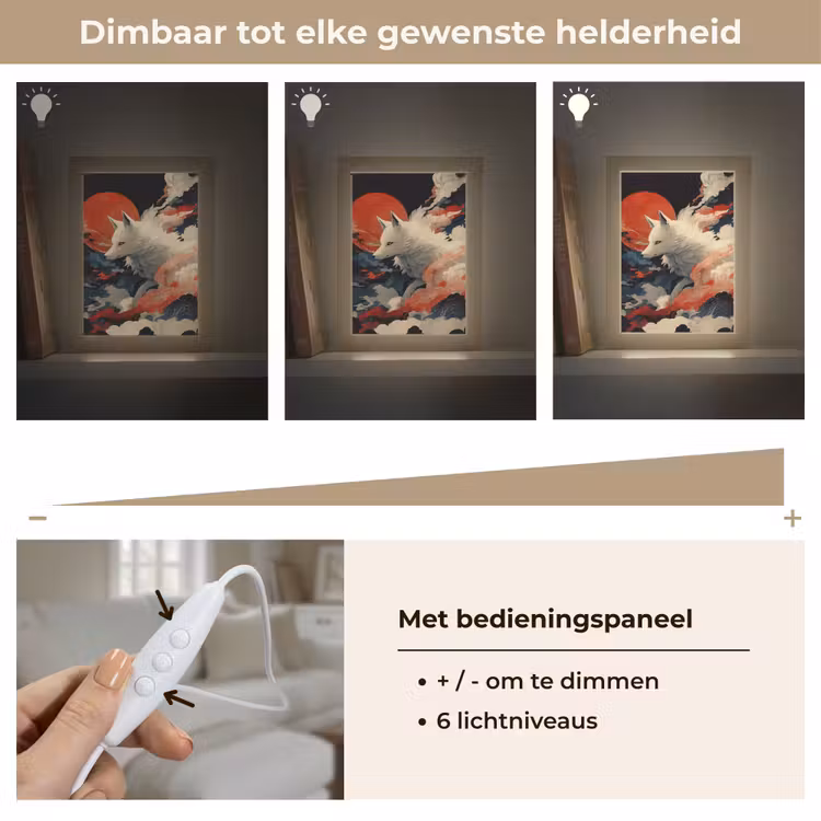 Witte vos - wolken - maan Light Box met kabel (Tafellamp) klein -USP_dimbaarNL