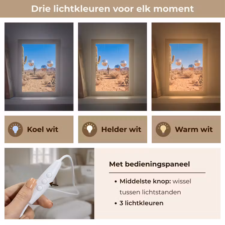 Tafellamp - Woestijn - Spiegelbal - Kunst - Woestijn - Spiegelbal - Kunst Light Box met kabel (Tafellamp) klein