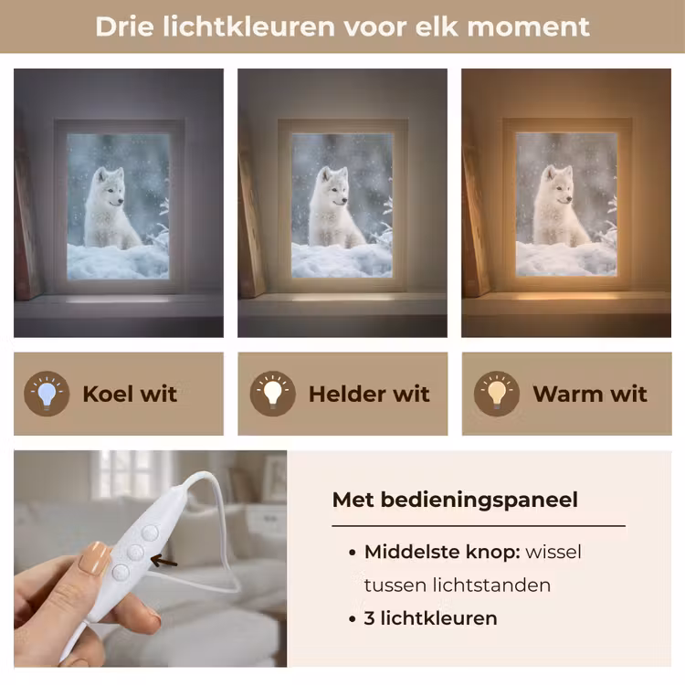 Wolf - Pup - Sneeuw Light Box met kabel (Tafellamp) klein -USP_lichtkleurNL