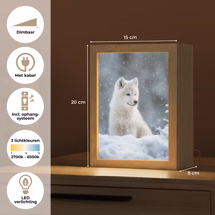Wolf - Pup - Sneeuw Light Box met kabel (Tafellamp) klein -USP_NL