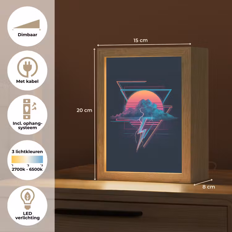 Wolk - Bliksemschicht - Driehoeken - Lijnen Light Box met kabel (Tafellamp) klein -USP_NL