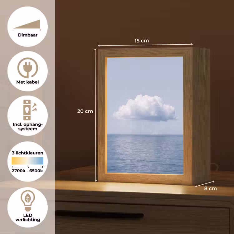 Tafellamp - Wolk - Regen - Natuur - Wolk - Regen - Natuur Light Box met kabel (Tafellamp) klein